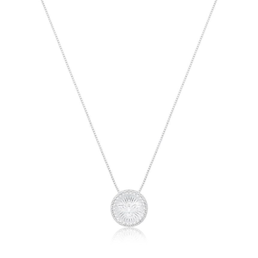 Gargantilha Prata "Espírito Santo" c/ Borda Cravejada