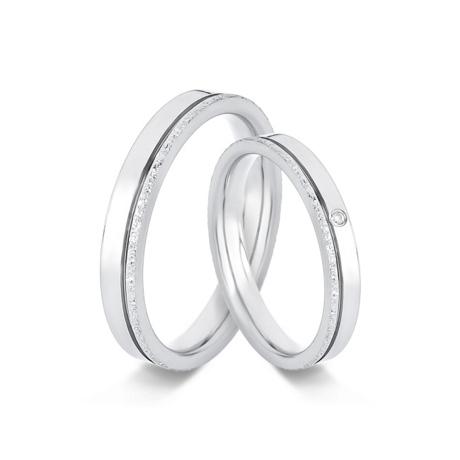 Aliança de Compromisso Aço c/ Friso Diamantado Lateral / 3mm (Valor da unidade)