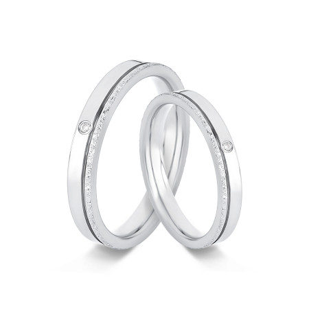 Aliança de Compromisso Aço c/ Friso Diamantado Lateral e Zircônia / 3mm (Valor da unidade)