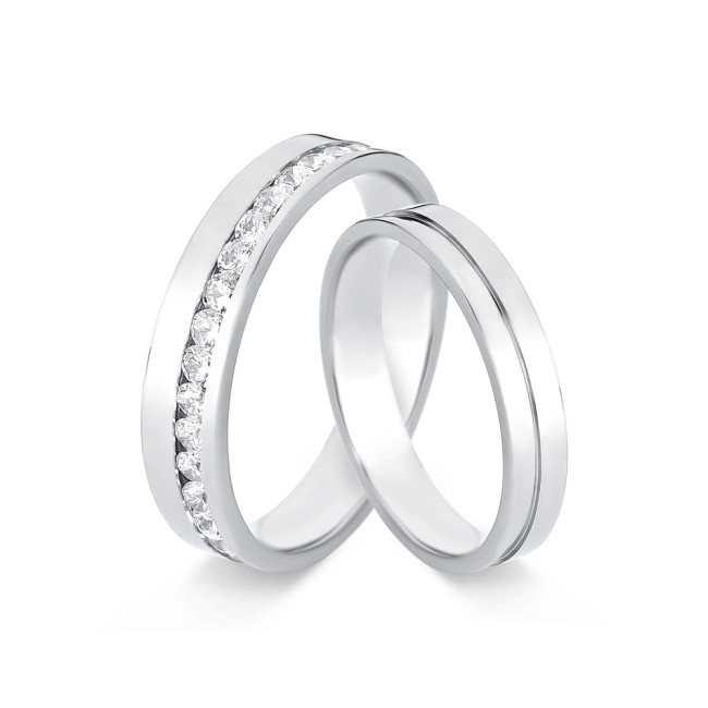 Aliança de Compromisso Aço c/ Friso Lateral Cravejado / 4mm (Valor da unidade)