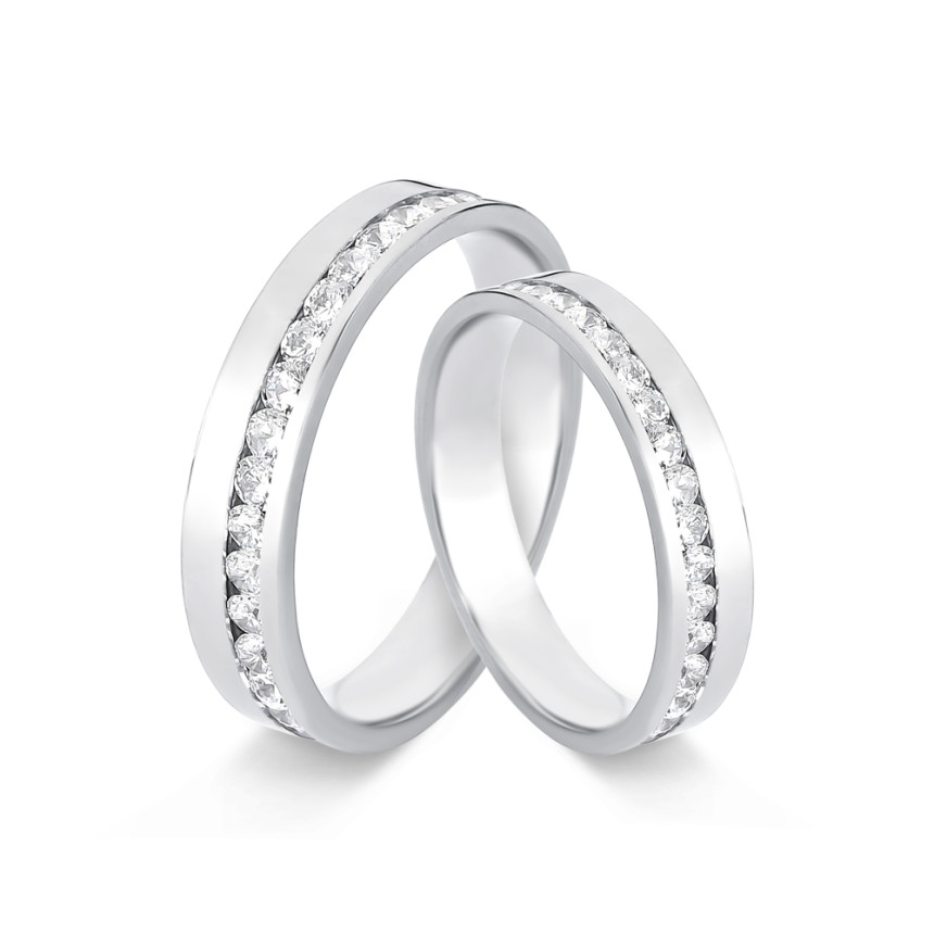 Aliança de Compromisso Aço c/ Friso Lateral Cravejado / 4mm (Valor da unidade)