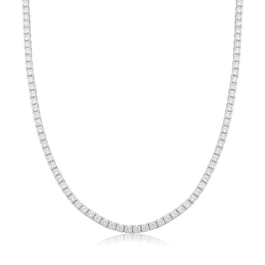 Choker Prata c/ Ródio Zircônia Riviera Redonda Fecho Gaveta 40cm (2,5mm)