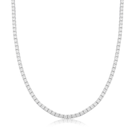 Choker Prata c/ Ródio Zircônia Riviera Redonda Fecho Gaveta 40cm (2,5mm)