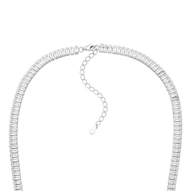 Choker Prata c/ Ródio Zircônia Riviera Baguete (4mm)