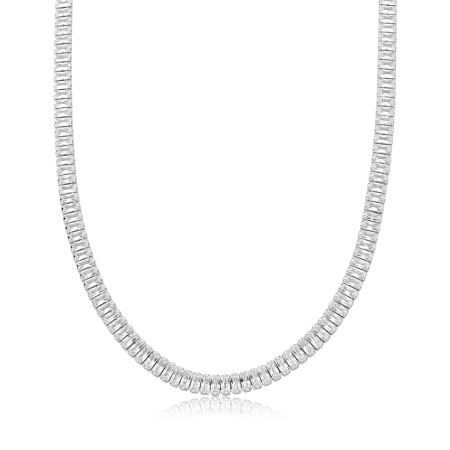 Choker Prata c/ Ródio Zircônia Riviera Baguete (4mm)