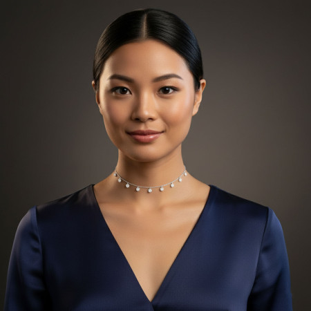 Choker Prata c/ Ródio Pontos Luz