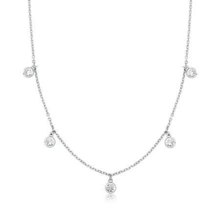 Choker Prata c/ Ródio Pontos Luz Embutidos