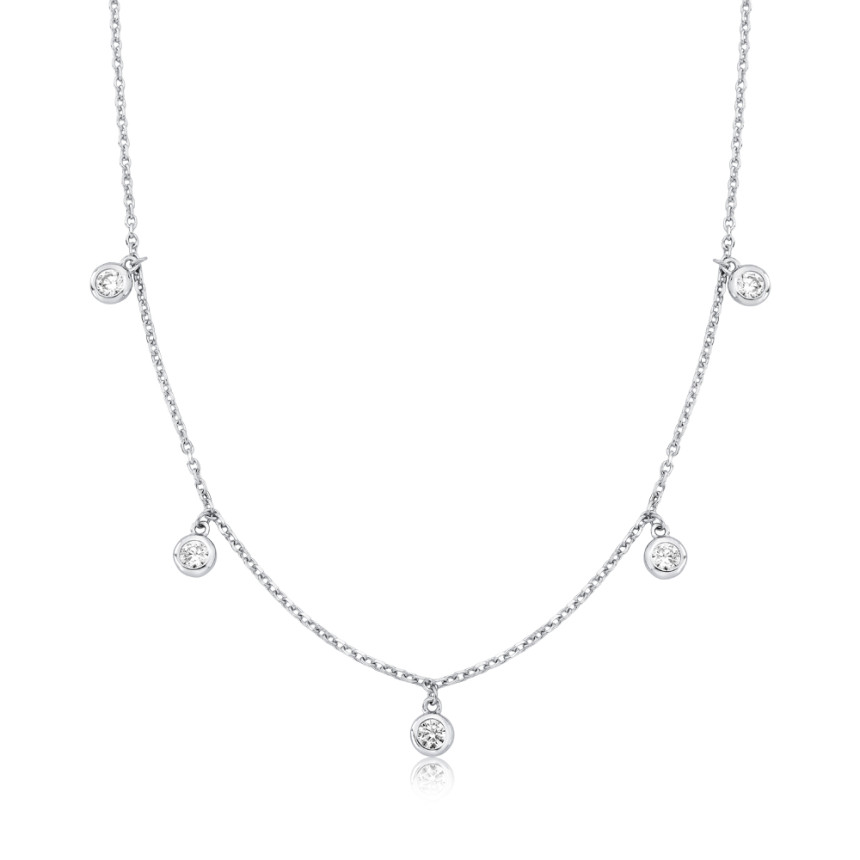 Choker Prata c/ Ródio Pontos Luz Embutidos