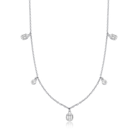 Choker Prata c/ Ródio Ovais com Zircônias Baguete e Pontos Luz