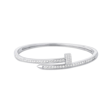 Bracelete Prata c/ Ródio "Prego" Cravejado