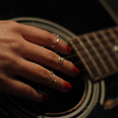 Anel de Falange Prata Ponto Luz Branco (KIT)