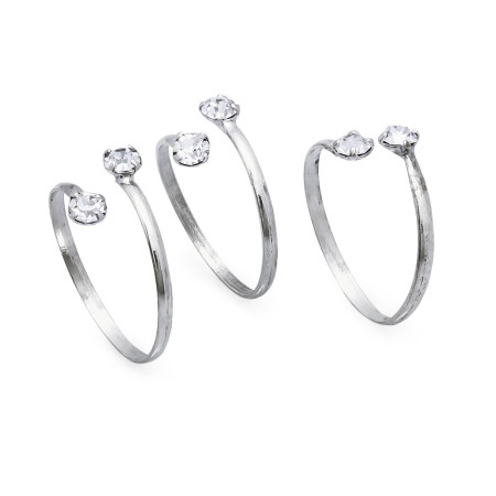 Anel de Falange Prata Ponto Luz Branco (KIT)