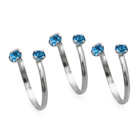 Anel de Falange Prata Ponto Luz Azul (KIT)