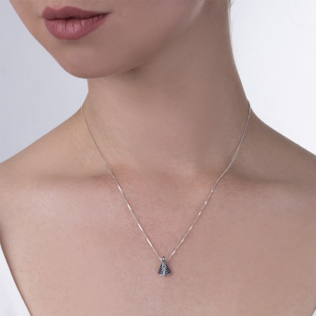 Gargantilha Prata Nossa Senhora Aparecida Zircônias Azuis