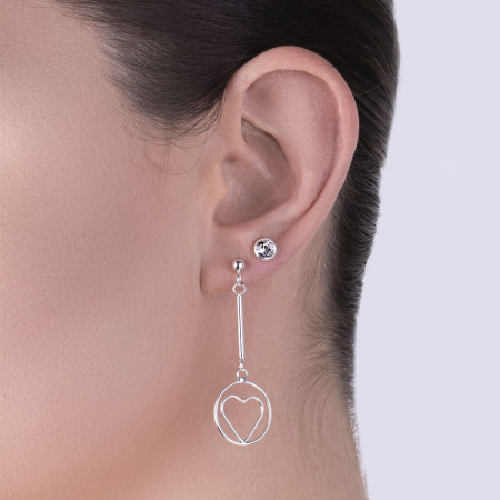 Brinco de Prata Fixo Cristal Branco Embutido 5mm