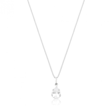 Gargantilha Prata c/ Pingente Ponto Luz Gota 8mm