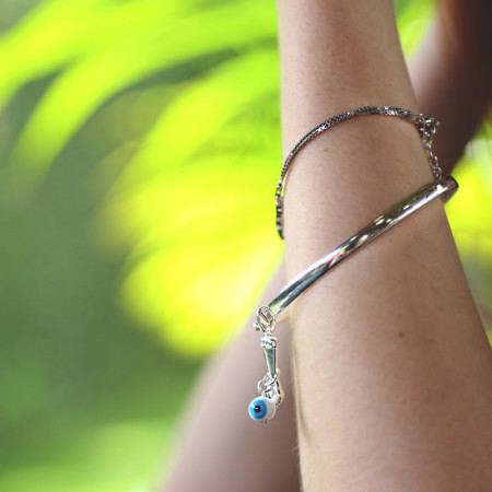 Bracelete de Prata Largo com Fecho