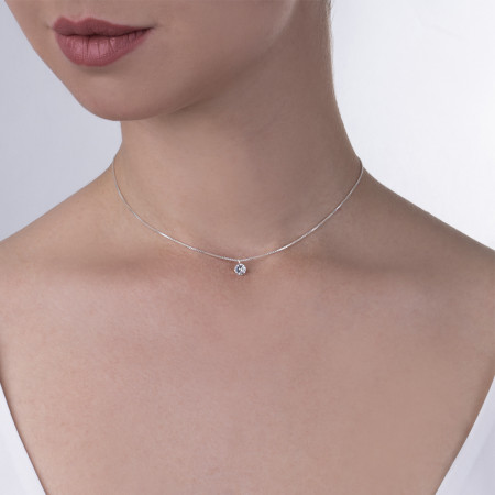 Gargantilha Prata Ponto Luz 5mm