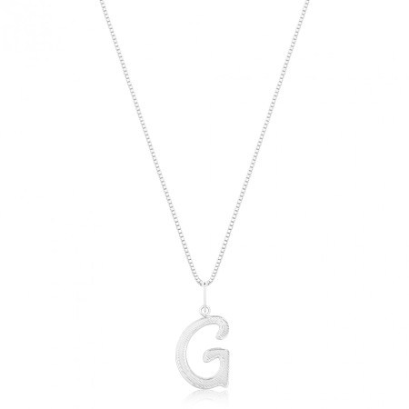 Gargantilha Prata Letra Frisada (G)