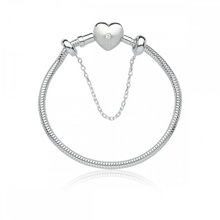 Pulseira de Prata You Trava Coração c/ Pega Ladrão 20cm