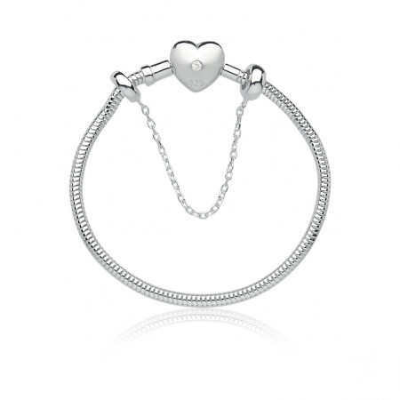 Pulseira de Prata You Trava Coração c/ Pega Ladrão 22cm