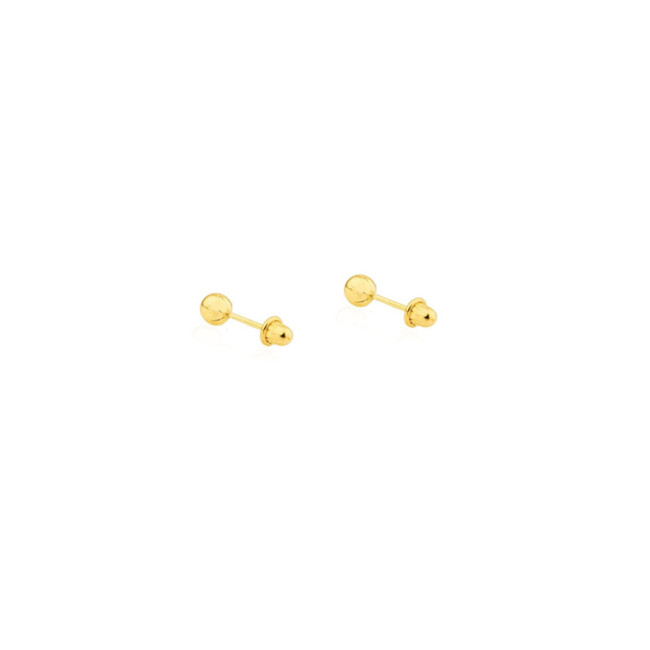 Brinco de Ouro 18k Infantil Bolinha 3mm Baby