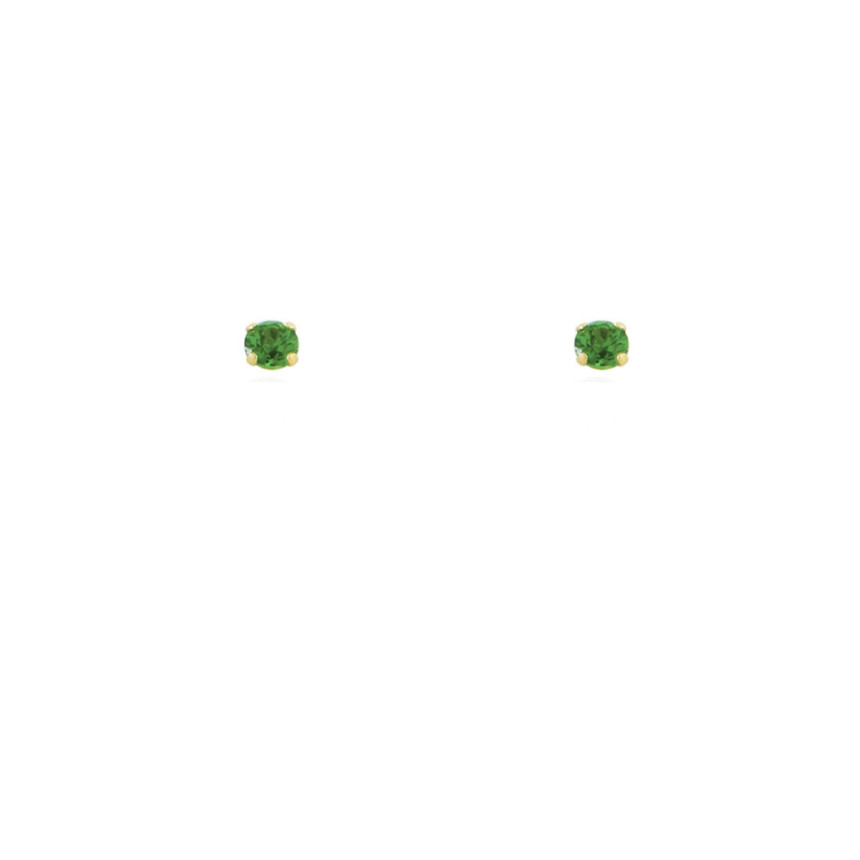 Brinco de Ouro 18k Infantil Zircônia Verde 2mm Baby