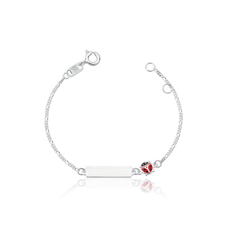 Pulseira de Prata Infantil Plaquinha Joaninha