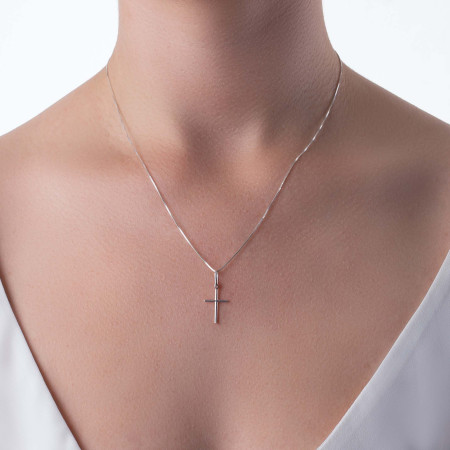 Pingente de Prata Cruz Palito "P"