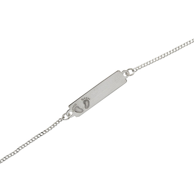 Pulseira de Prata Infantil Plaquinha Pegada