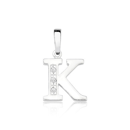Pingente de Prata Letra com Zircônia Pequena (K)