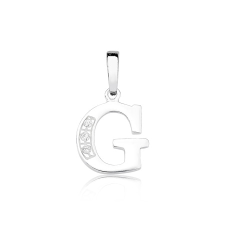 Pingente de Prata Letra com Zircônia Pequena (G)