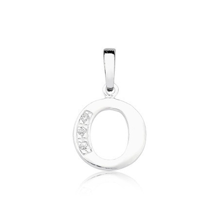 Pingente de Prata Letra com Zircônia Pequena (O)