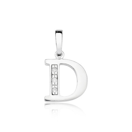 Pingente de Prata Letra com Zircônia Pequena (D)