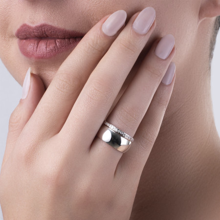 Anel Prata Aparador Zircônias Embutidas