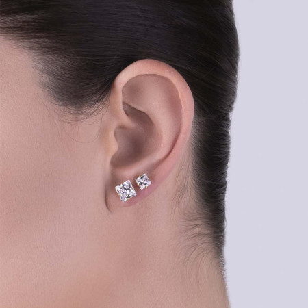 Brinco Fixo Zircônia Quadrada 7mm Folheado a Ouro 18k