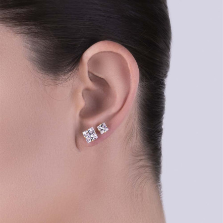 Brinco Fixo Zircônia Quadrada 5mm Folheado a Ouro 18k