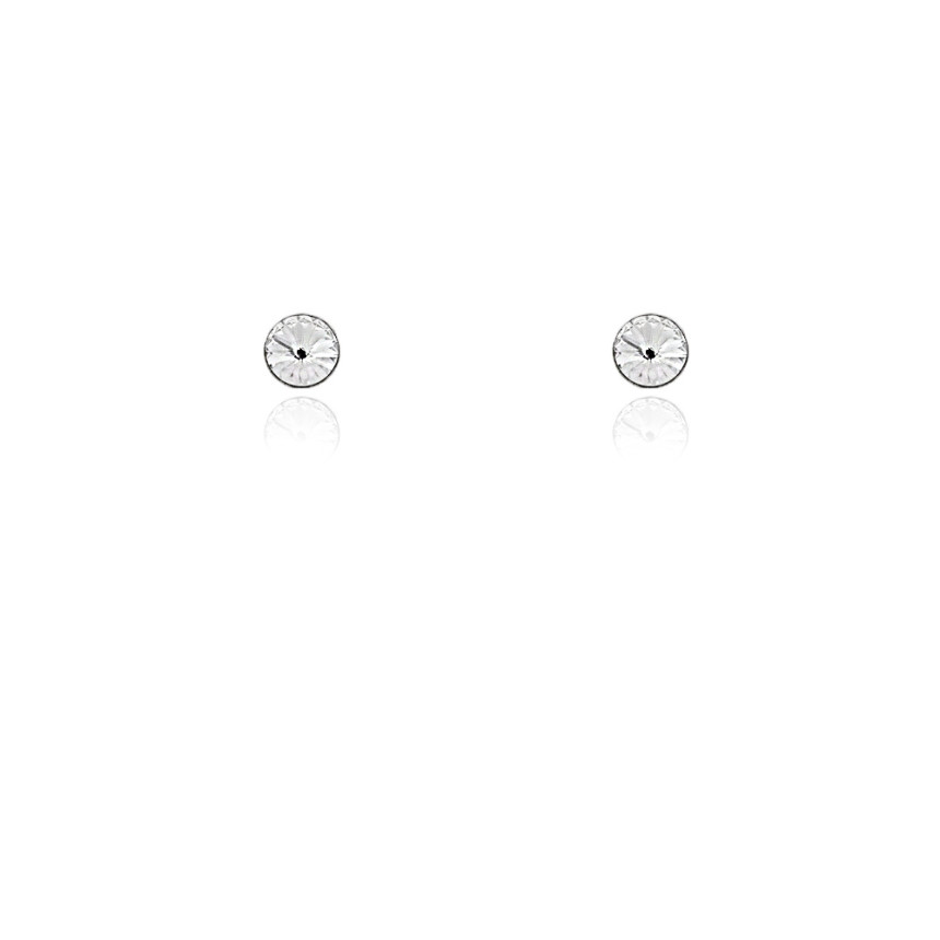 Brinco de Prata Infantil Zircônia Rivoli 6mm Tarraxa Baby