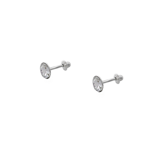 Brinco de Prata Infantil Zircônia Rivoli 6mm Tarraxa Baby