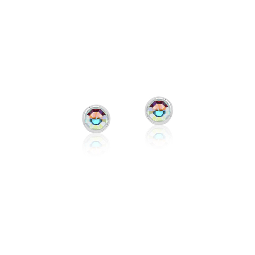 Brinco de Prata Fixo Cristal Boreal Embutido 3mm
