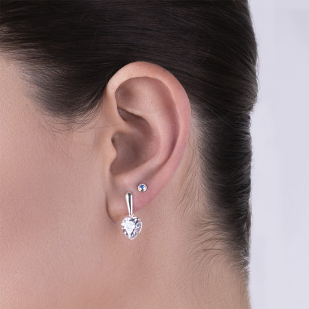 Brinco de Prata Fixo Cristal Boreal Embutido 3mm