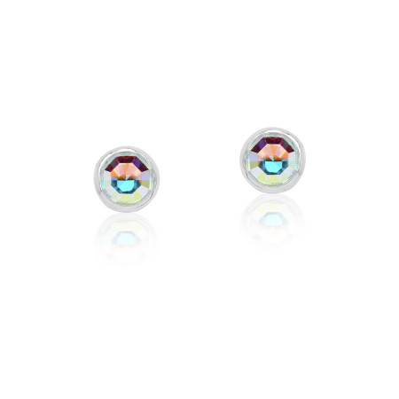 Brinco de Prata Fixo Cristal Boreal Embutido 5mm