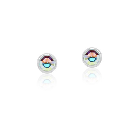 Brinco de Prata Fixo Cristal Boreal Embutido 4mm