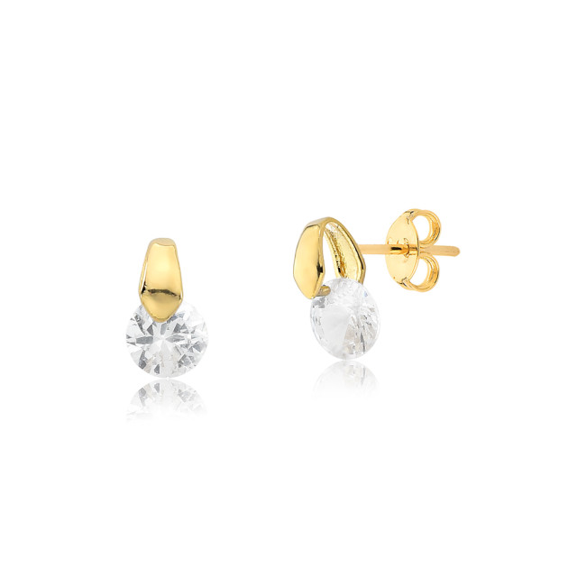 Brinco Fixo Cereja Zircônia Folheado a Ouro 18k