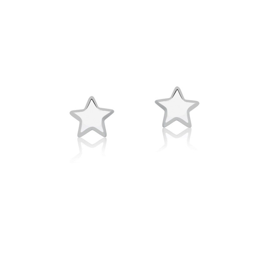 Brinco de Prata Fixo Estrela Lisa