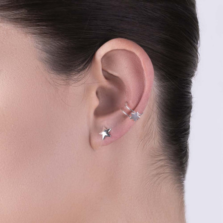 Brinco de Prata Fixo Estrela Lisa