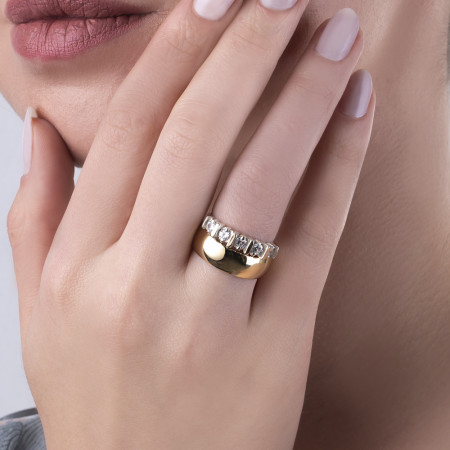 Anel de Prata e Aplique Ouro Aparador