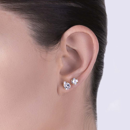 Brinco Fixo Zircônia Gota 8mm Folheado a Ouro 18k