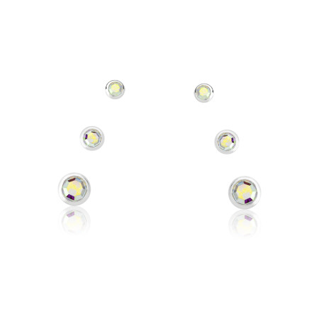 Brinco de Prata Fixo Kit Zircônia Boreal Embutida Redonda