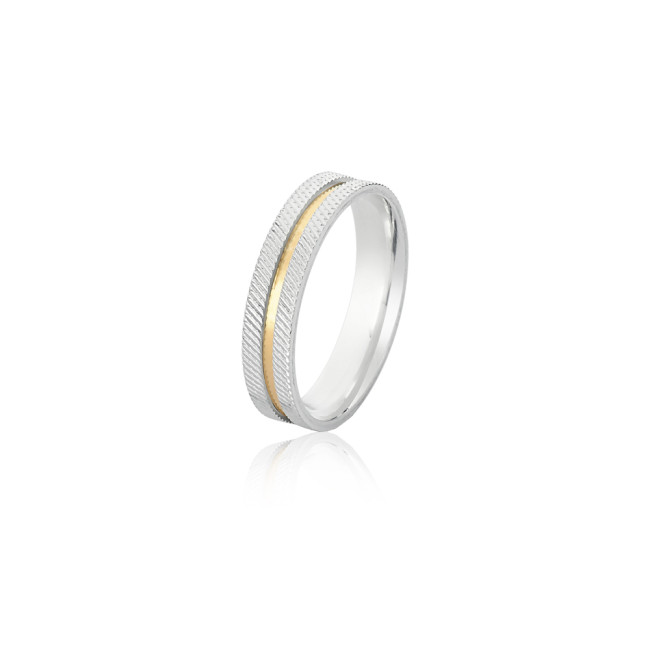 Aliança de Compromisso Prata Rutilada c/ Filete de Ouro / 4mm (Valor da unidade)